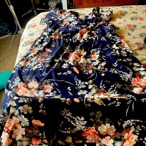 SHEIN Floral Maxi Dress - Navy and Coral